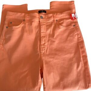 7 for All Mankind New Women Jeans Coral Peach Size 32 Straight Leg Pants